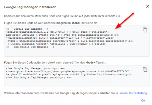 google tag manager installieren