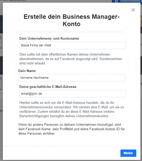 facebook business manager konto